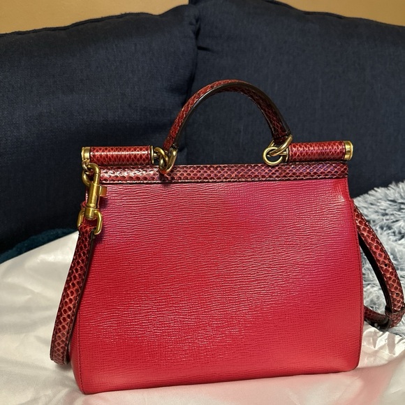Dolce Gabbana Sicily - Genuine Leather - Medium Bag - Red - Picture 5 of 15